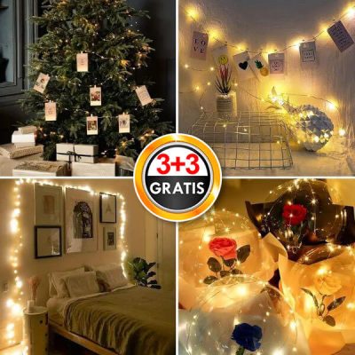 2x 3m Luči na traku s sponkami za obešanje slik | PHOTOGLO