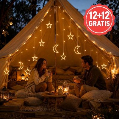 Zunanje svetlobne girlande z zvezdami in luno - 3 m, topla bela | STARRYSKY 12+12 BREZPLAČNO