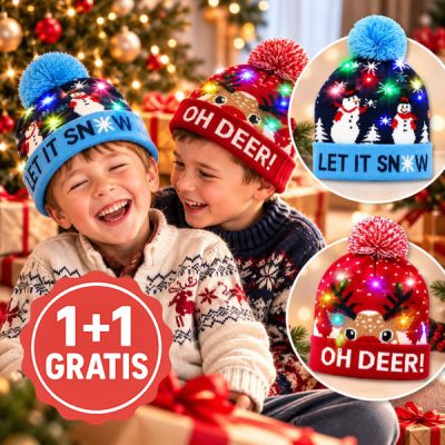 2x Božična pletena kapa z LED lučkami | XBEANIE